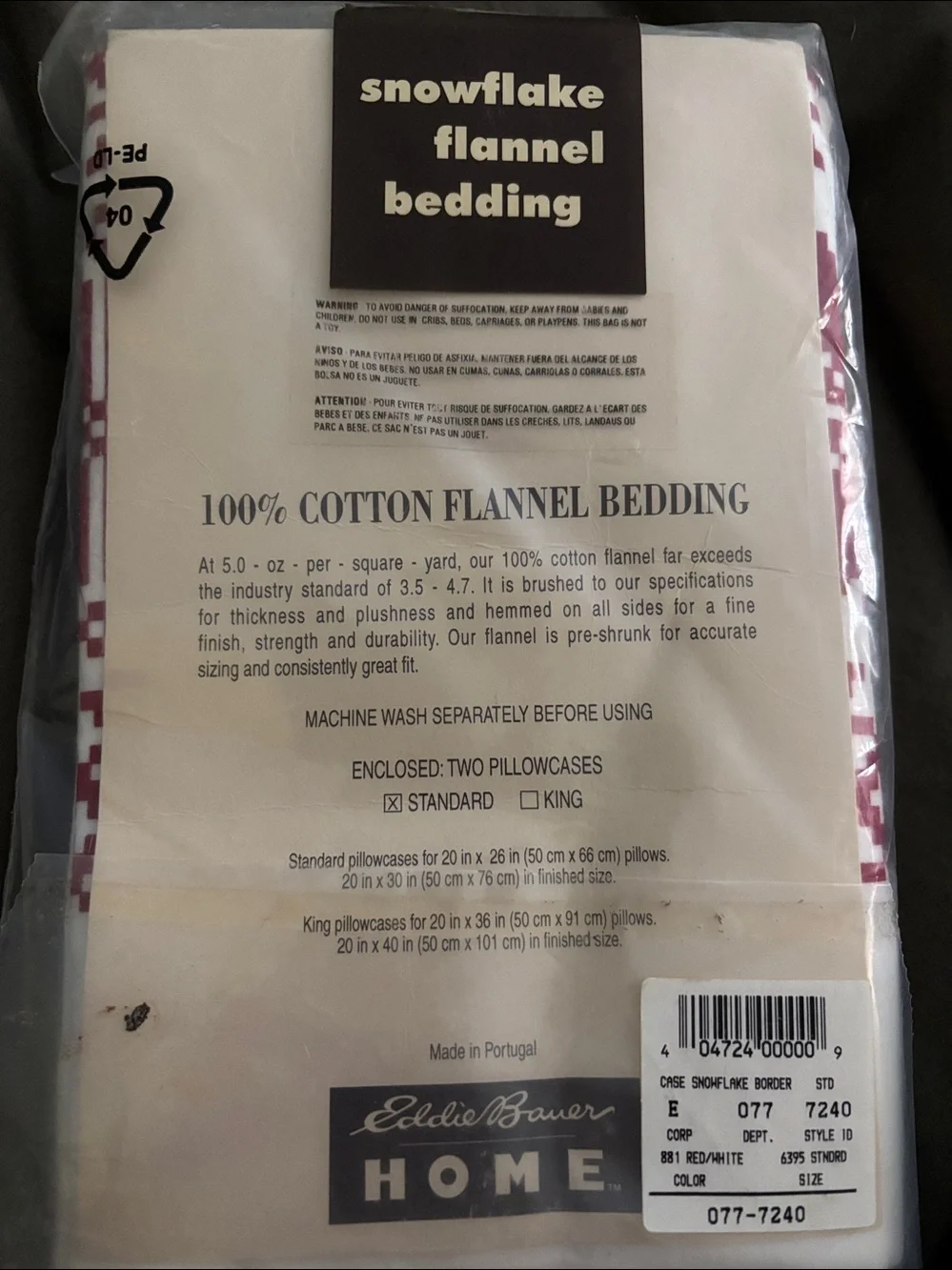 Eddie Bauer Home Cotton Flannel Pillowcases -nwt new in package, 2included